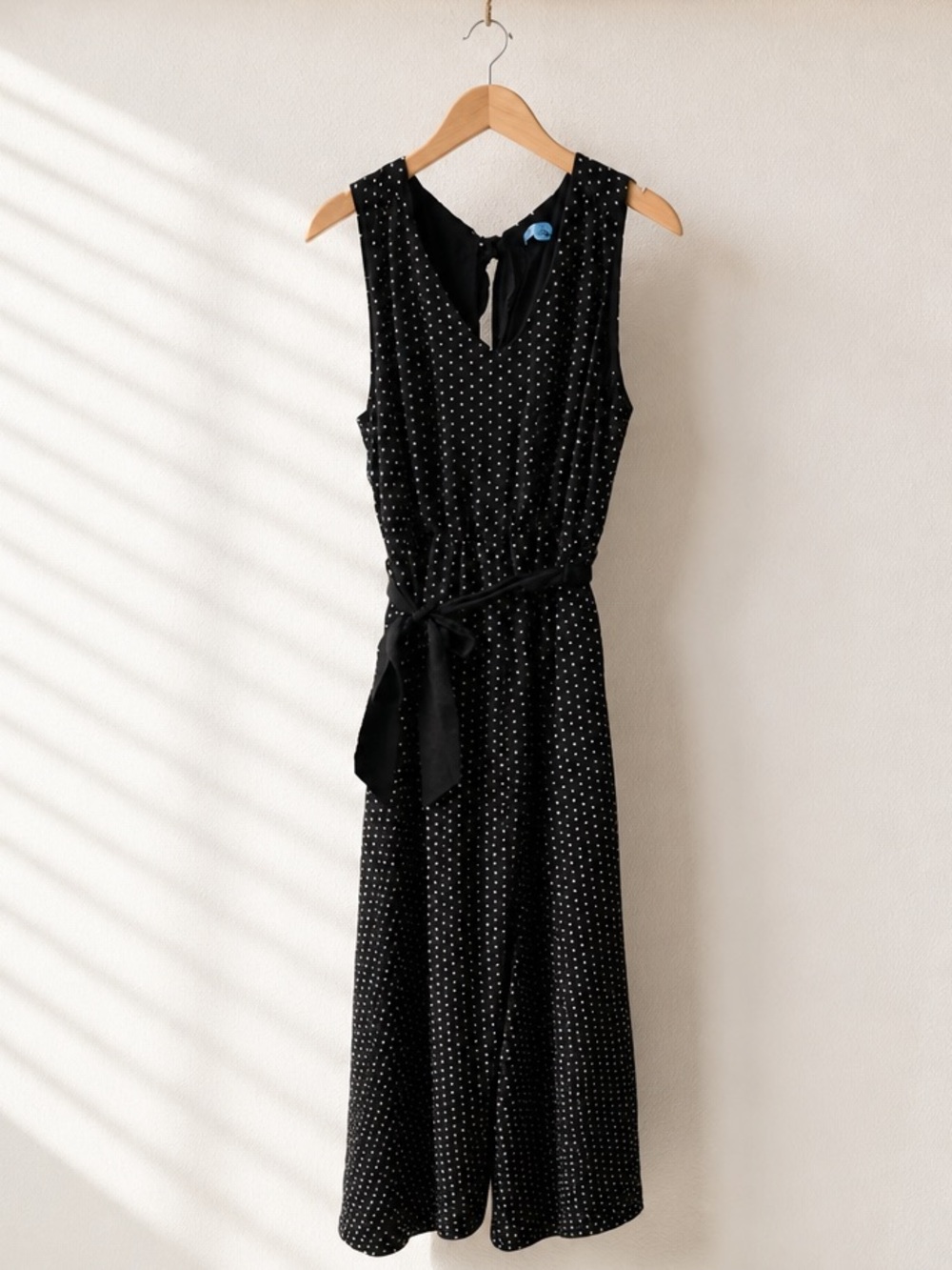 Draper James Black Polka Dot Tie-Back Midi Dress - Picture 3 of 9